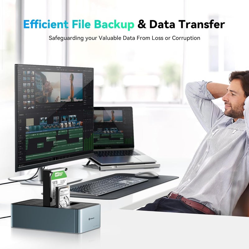 Yottamaster 5 Bay Hard Drive Docking Station Aluminum for 2.5''/3.5'' SATA SSD/HDD, USB 3.2 Gen1 Hard Drive Cloner Duplicator, Supports UASP and Up to 90TB (5x18TB) for 1-to-4 Offline Cloning (KB500) - Image 2